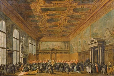 Audience accordée par le Doge de Venise dans la salle du Collège du Palais des Doges, vers 1766-70